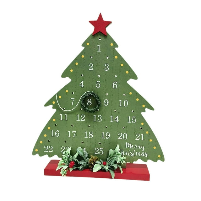 Calendario de Adviento de , calendario de escritorio de madera artesanal, decoración de mesa, adorno para el hogar, dormitorio, oficina o sala