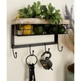 thumbnail image 2 of DecMode 13" x 9" Brown Metal 1 Shelf and 4 Hangers Wall Hook, 1-Piece, 2 of 8