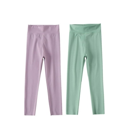 

SILVERCELL 2 Packs Girls Casual Solid Leggings Tights Big Girl Sports Dance Athletic Pants 3-12 Years