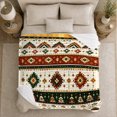 thumbnail image 5 of Southwestern Tribal Geometric Pattern, Cozy Woodland Scene, Warm Flannel Blanket for Cabin and Lodge with Detailed Artwork, Art Lovers Housewarming Gift, Artistic Home Decor, 5 of 9