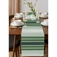 thumbnail image 4 of Dark Green Ombre Stripe Table Runner Cotton Linen 90 Inch Holiday Dresser Scarves,Farmhouse Simple Striped Tablerunner for Kitchen Coffee Dining Bedroom Home Living Room Dinner Scarf Décor 13''x90'', 4 of 9