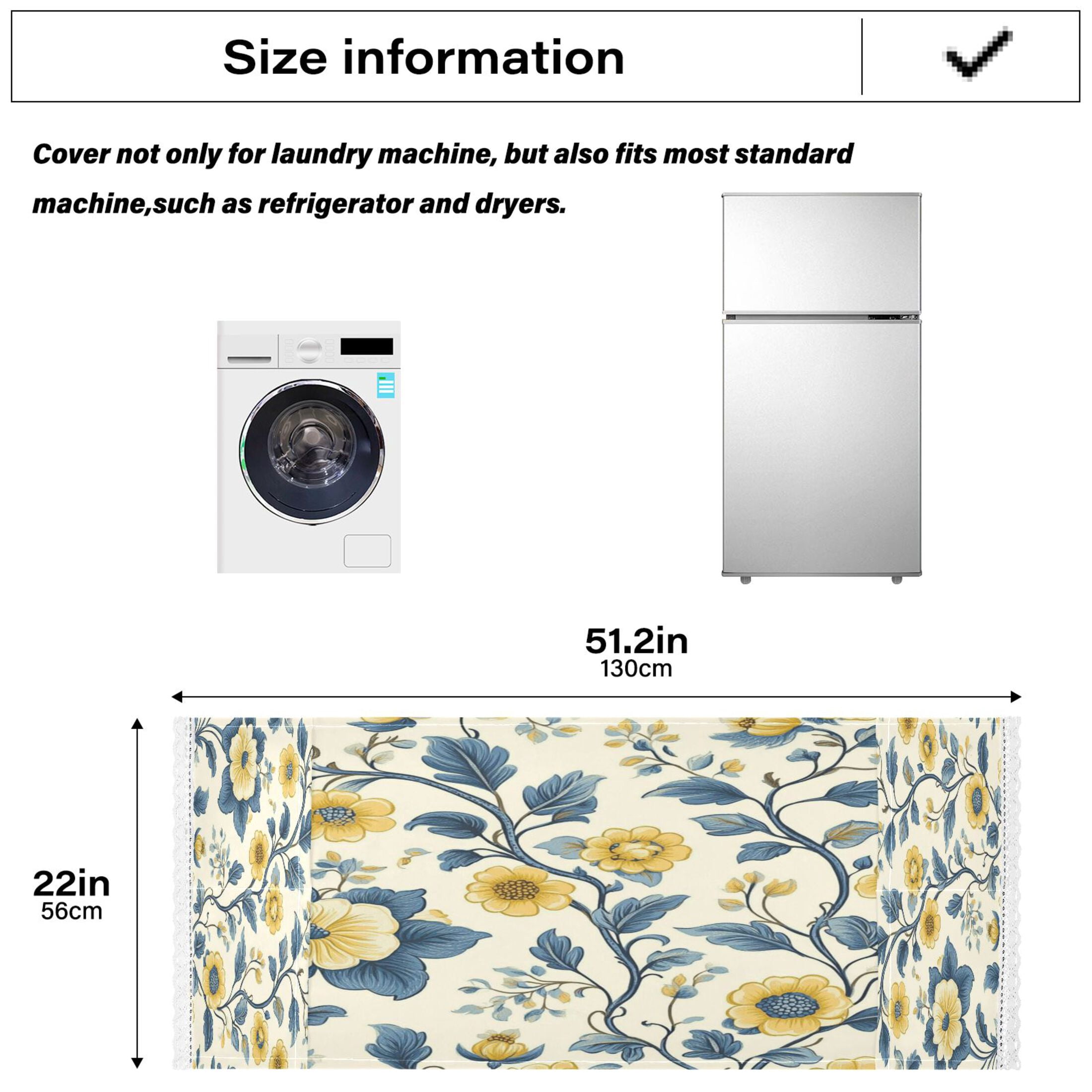WOBOGO Yellow Vintage Floral Pattern Washing Machine Cloth Dryer Refrigerator Top Cover Protective Non-Slip Mat For Kitchen Laundry