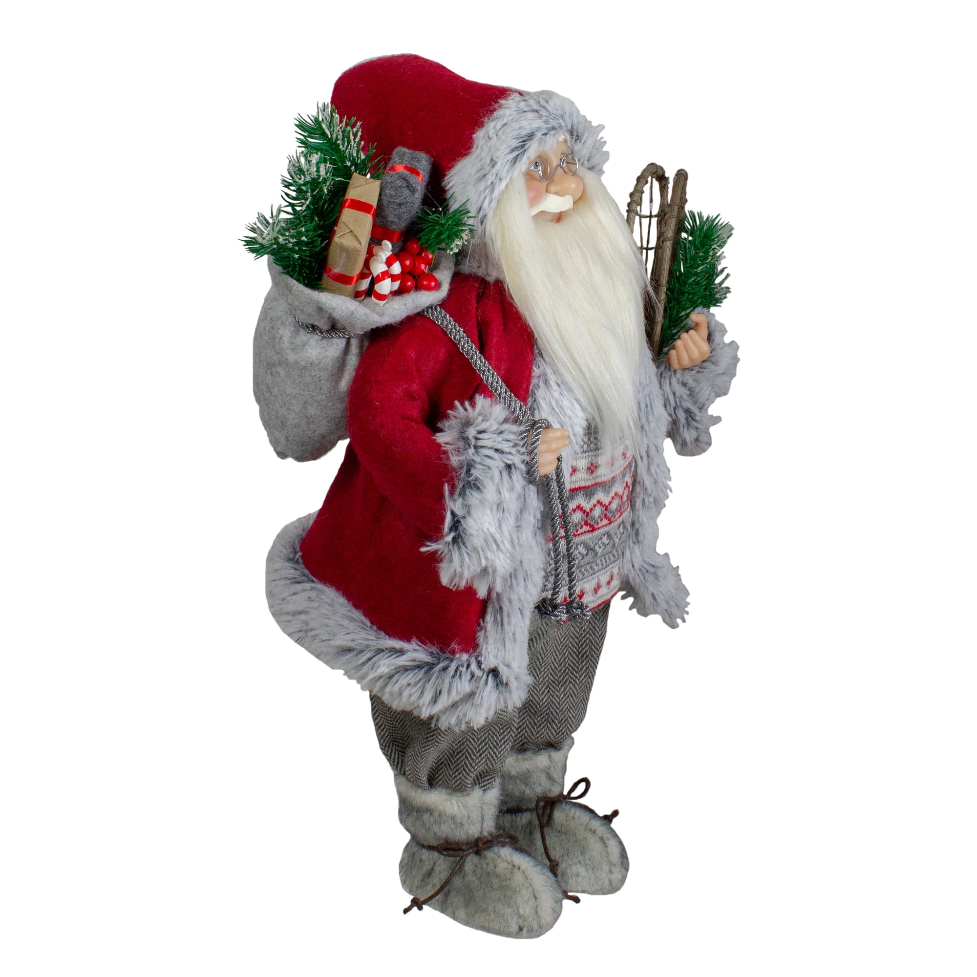 Northlight 18" Standing Santa Christmas Figure with Snow Shoes and Presents