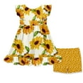 thumbnail image 2 of Millie Loves Lily Female Marigold & Cream Sunflower Angel Sleeve Dress and Matching Short Set (2T-12), 2 of 3