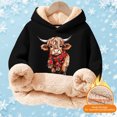 thumbnail image 5 of Little Girls Hoodies Sweatshirts Girls Lined Hoodie Cute Print Sweatshirt Warm Pullover Top Cozy Youth Outerwear Black 5T-6T, 5 of 5