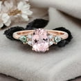 thumbnail image 4 of STERLING MINIMALIST 1.5ct Oval Shaped Peach Morganite Proposal Ring, Kite Cut Moss Agate Bridal Ring, Diamond Promise Ring For Her, Christmas Gifts, Birthstone Fine Jewelry, 4 of 4