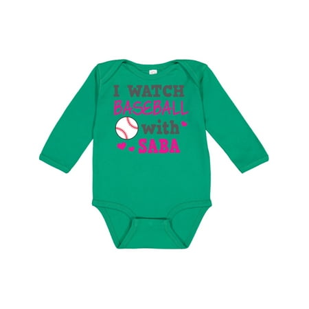 

Inktastic I Watch Baseball with My Saba Gift Baby Boy or Baby Girl Long Sleeve Bodysuit