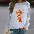 thumbnail image 2 of Chandail en Molleton pour Femmes Chandail Tendance de Noël Col Rond Manches Longues Haut Athlétique Mode Automne, 2 of 5