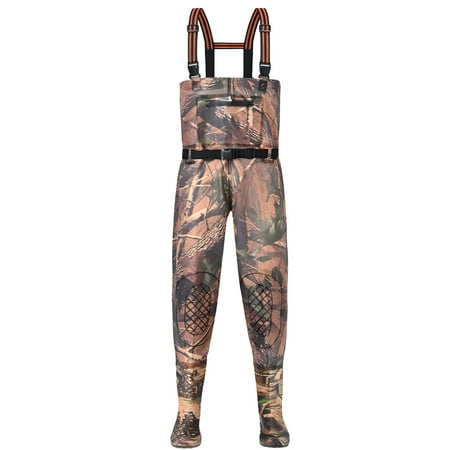 Fishing Chest Waders with Boots for Men/ Women 3-ply Nylon/PVC Waders Chest Wader with Boots for Fly Fishing Lightweight Jungle Camo