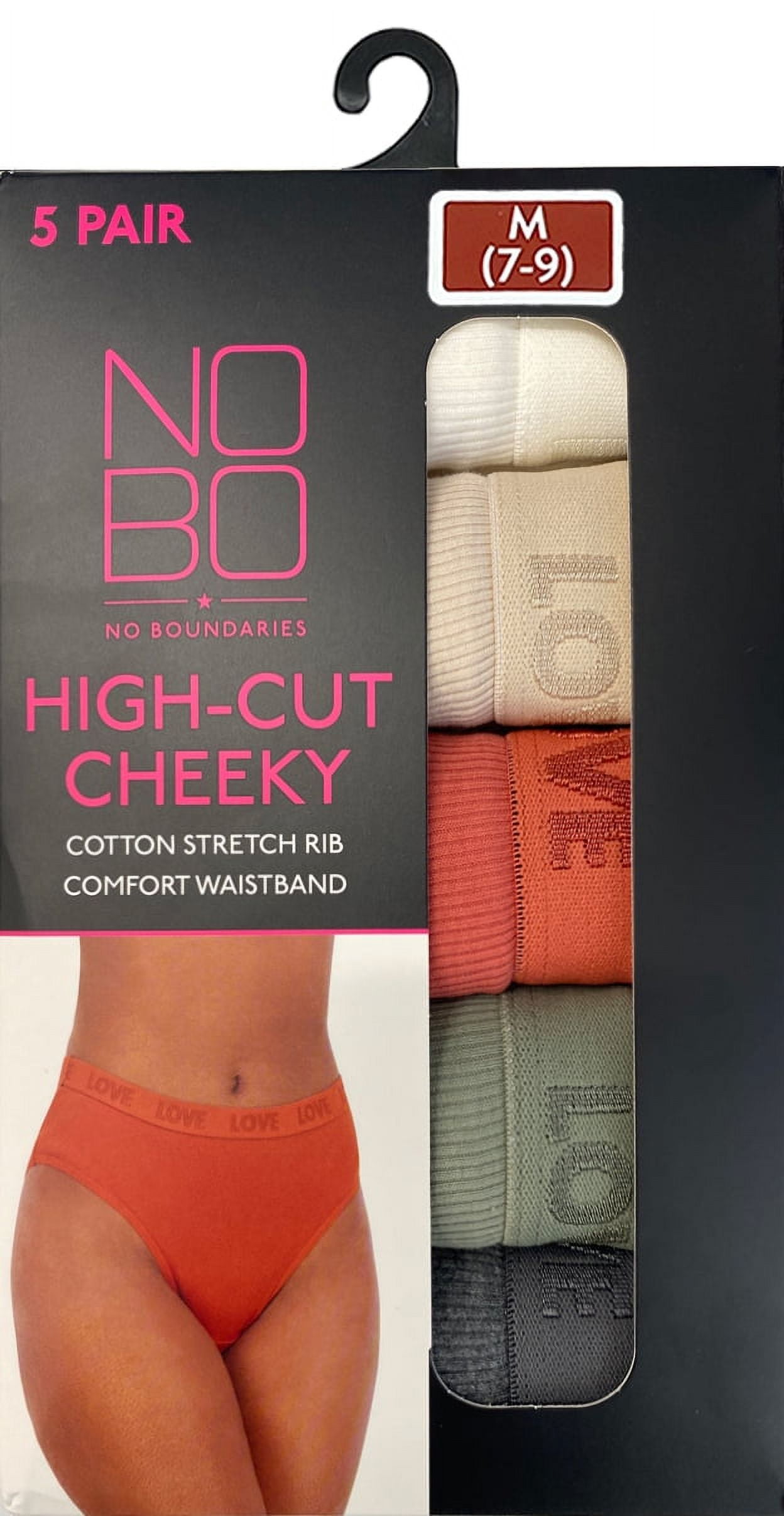 No Boundaries Stretch Ribbed Hi-Cut Cheeky Panties, 5-Pack, Women's