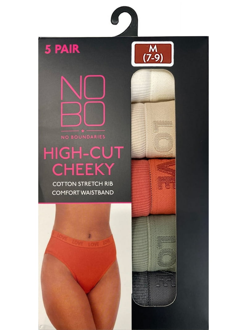 No Boundaries Stretch Ribbed Hi-Cut Cheeky Panties, 5-Pack