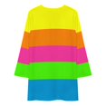thumbnail image 3 of PLAIN SOLID NEON FLUORESCENT RAINBOW STRIPES 5 COLORS Loose Dress Evening Dress Summer Dresses for Women Luxury Dress Long Sleeved Dress, 3 of 4