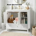 thumbnail image 7 of IVV White Bathroom Cabinet, Double-Door Vanity Base Cabinet with 2 Drawers and Open Shelves, 35.43"L x 18.11"W x 32.28"H, 7 of 7