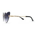 thumbnail image 3 of Womens Gothic Luxe Rimless Beveled Lens Cat Eye Heart Sunglasses Gold Smoke, 3 of 4