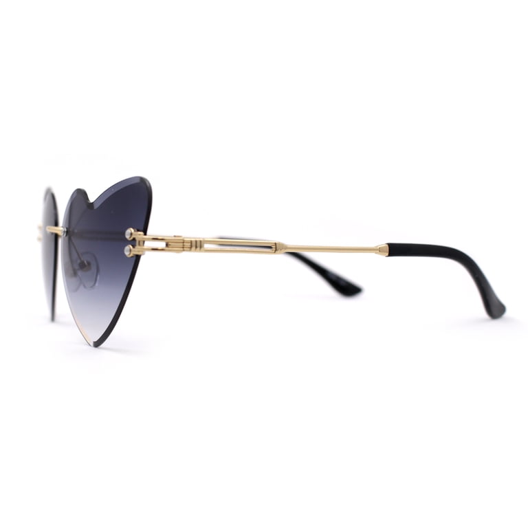 Womens Gothic Luxe Rimless Beveled Lens Cat Eye Heart  display picture 3
