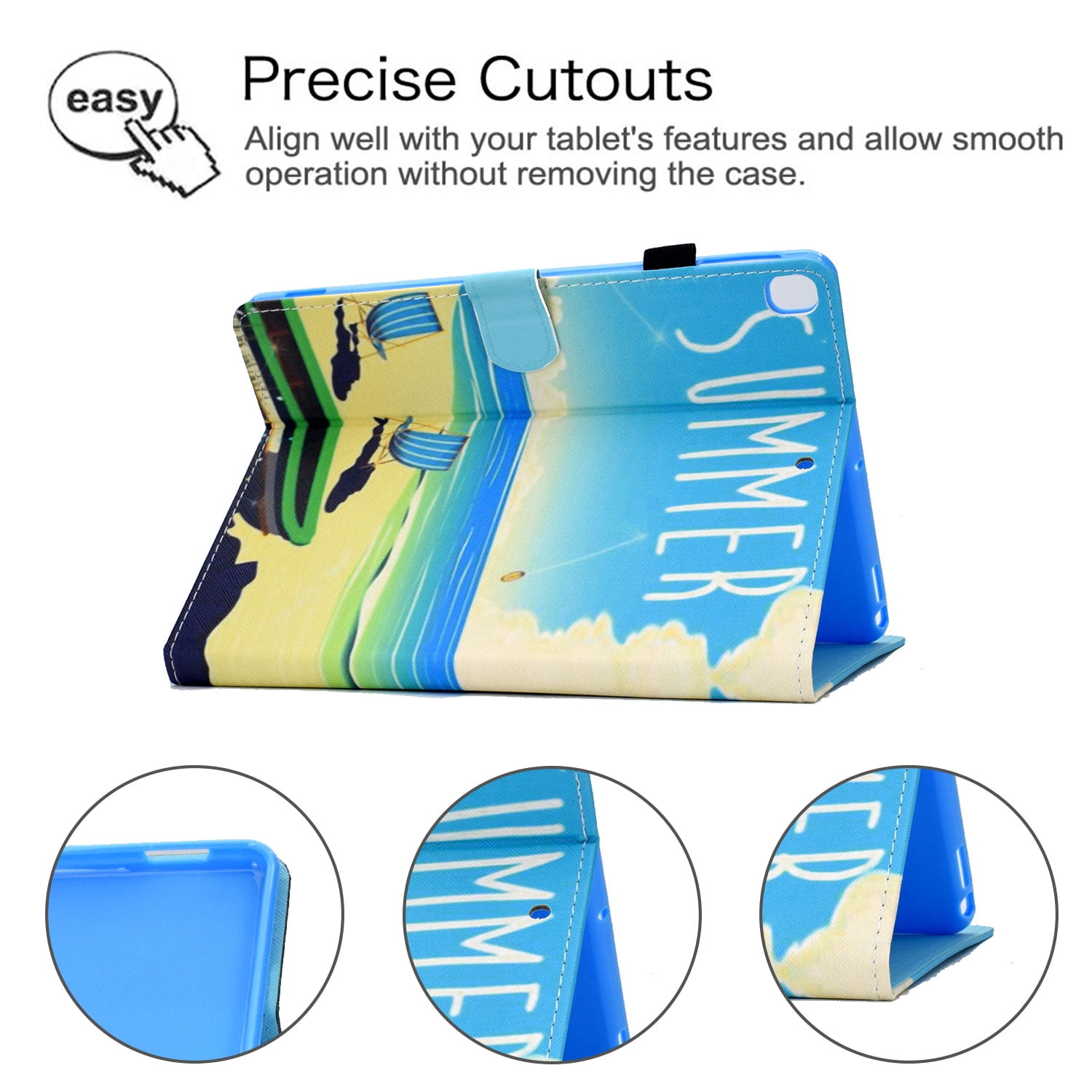 Allytech iPad 10.2" Case Cover with Pencil Holder, PU Leather Slim Shell Flip Multi Angle Stand Auto Sleep Wake Shockproof Full Protection TPU Back Cover for Apple iPad 10.2" 2019, Summer