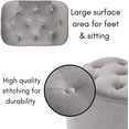 thumbnail image 6 of BirdRock Home Tufted Curve Ottoman - Velvet Foot Stool - Grey, 6 of 9