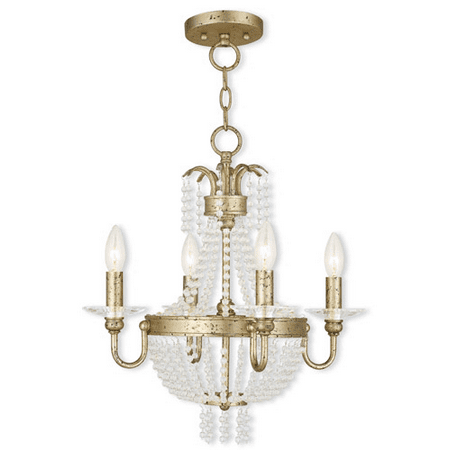 

Mini Chandeliers 4 Light With Clear Crystals Hand Applied Winter Gold size 18 in 240 Watts - World of Crystal