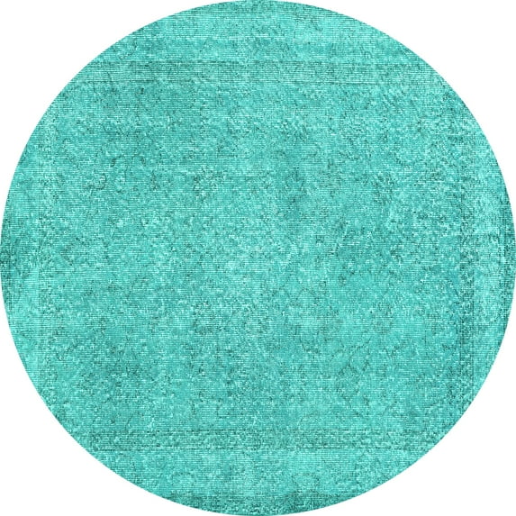 Ahgly Company Indoor Round Persian Turquoise Blue Traditional Area Rugs, 7' Round