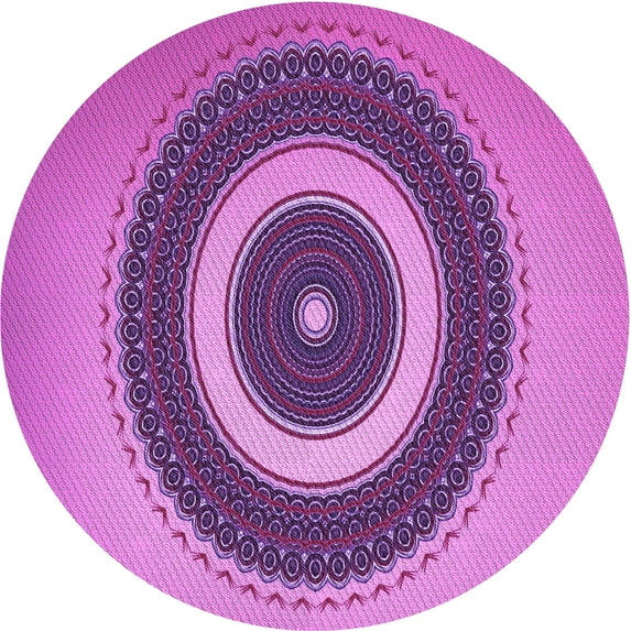 Ahgly Company Machine Washable Indoor Round Transitional Heliotrope Purple Area Rugs, 6' Round