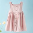 thumbnail image 5 of Edvintorg Summer Girls Casual Dress Beach Solid Color Sleeveless Cotton And Linen Tank Dresses Little Girl Princess Skirt Dress 2-7Years, 5 of 7