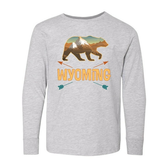 Inktastic Wyoming Vacation Bear Silhouette Long Sleeve Youth T-Shirt