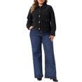 thumbnail image 2 of Agnes Orinda Women's Plus Size Short Jacket Lapel Button Down Long Sleeve Fall Casual Corduroy Jackets with Pockets 2X Black, 2 of 6