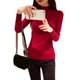 thumbnail image 3 of Jersey de punto de cuello alto de color sólido para mujer Tops delgados de manga larga (rojo) Ndcxsfigh Para estrenar, 3 of 5