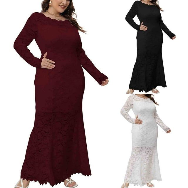 Gspmoly Robe d'Été, Robe Longue en Dentelle Ajourée pour Femme, Robe de Soirée, Robe de Fête, Robes de Fête pour Femmes Offres Prime
