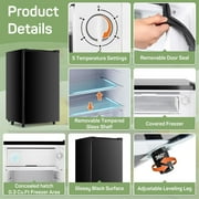 Mini Refrigerators 3.2 Cu. ft Single Door, 5 Star Energy Efficient, Low Noise, 5 Adjustable Thermostat & Removable Glass Shelves, Black