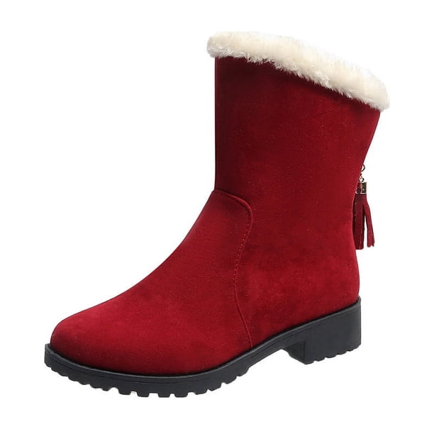 Botas de mujer, botas cortas, botas de algodón, botas de punta redonda y suela plana, botas de nieve hope