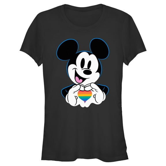 Junior's Mickey & Friends LGBTQIA  Heart Graphic Tee Black Large