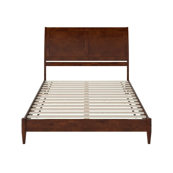 Solid Wood Sleigh Bed with USB Charger - Low Profile Platform Bed - Twin, Full, Queen, King