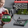 thumbnail image 4 of Pyle 6-Channel Audio Mixer, Bluetooth Studio Mixer/DJ Controller with Digital Effects, USB Interface, MP3 Compatible, XLR Inputs and LED Display, Audio Mixing Sound board System 10”x11”x3” inches, 4 of 5