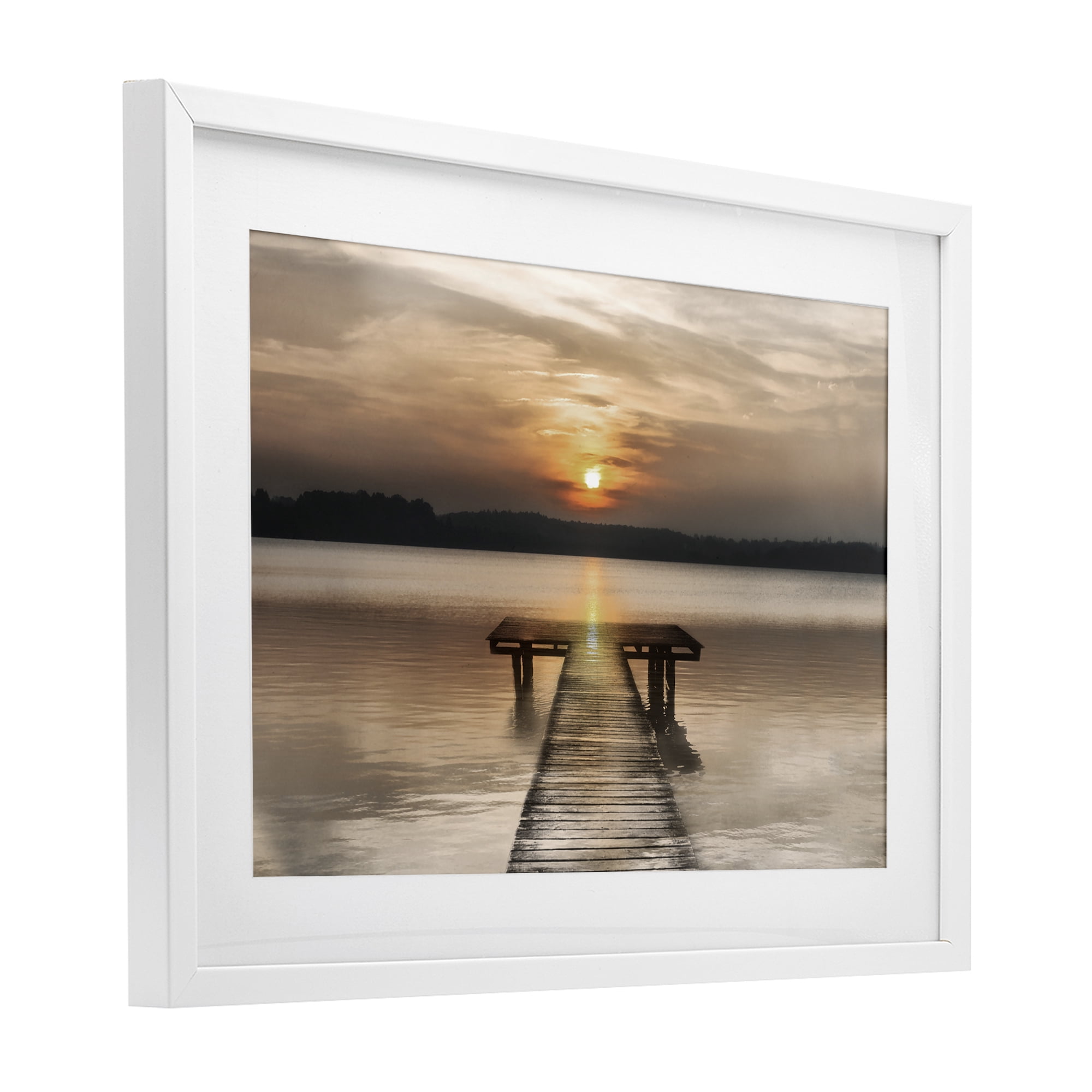 Stupell Industries Centric Reflective Sunrise White Framed Print Under Glass, design by Irene Weisz