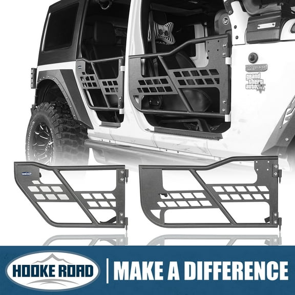 Hooke Road Fits 2007-2018 Jeep Wrangler JK Front Rear Tubular 4 Half Door Combo