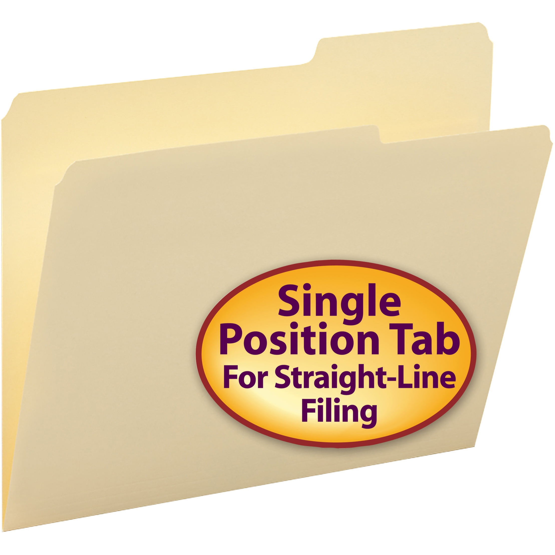 Smead 10385 Guide Height File Folders, 2/5 Cut Right Top Tab, Letter, Manila, 100/Box