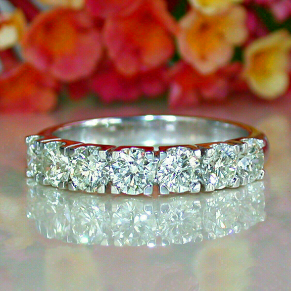 Forever Jewels 1.75Ct Round Moissanite 7 Stone Women Wedding Engagement Ring 14K White Gold Plated