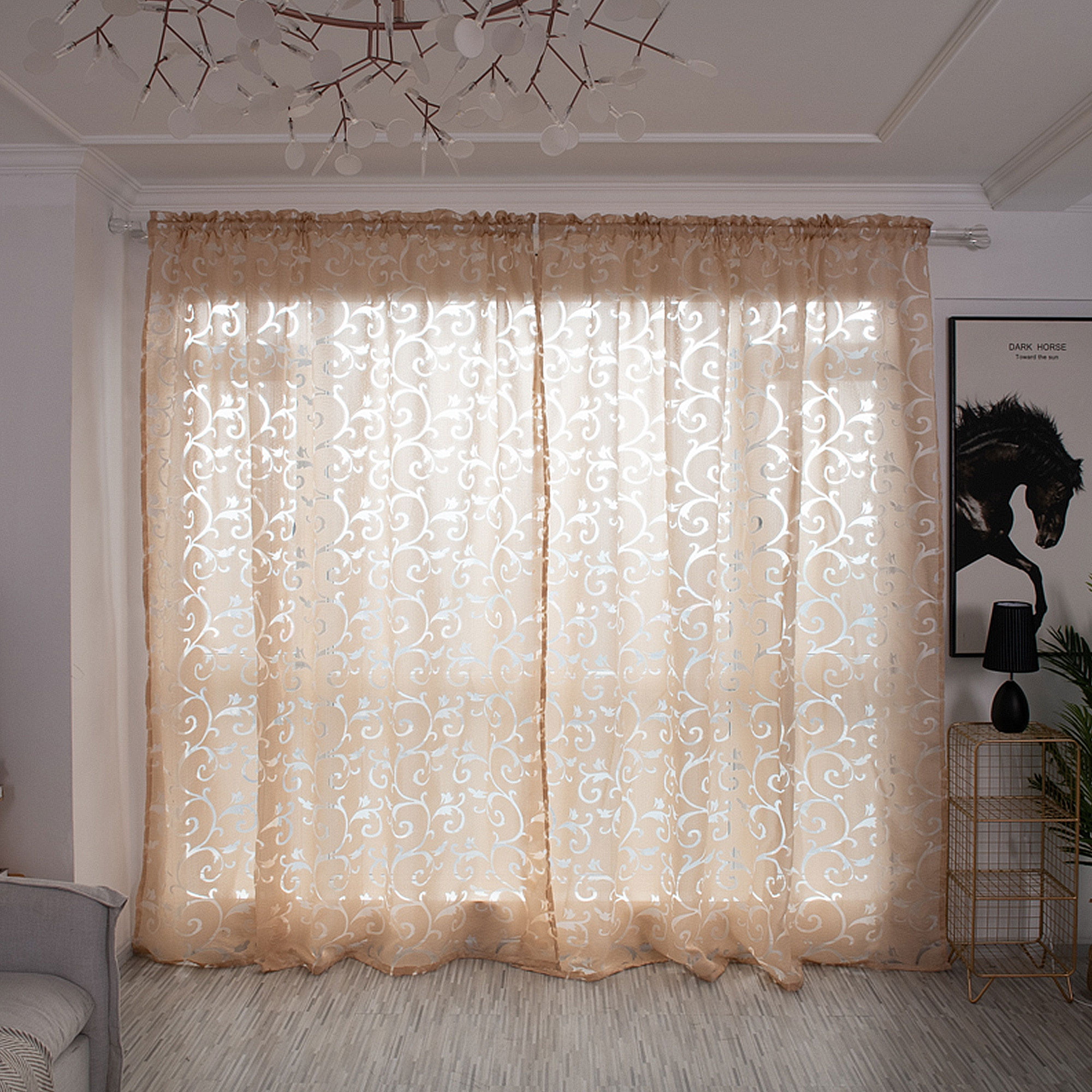 Floral Room Door Sheer Voile Window Valances Panel Scarf Curtain Drape 
