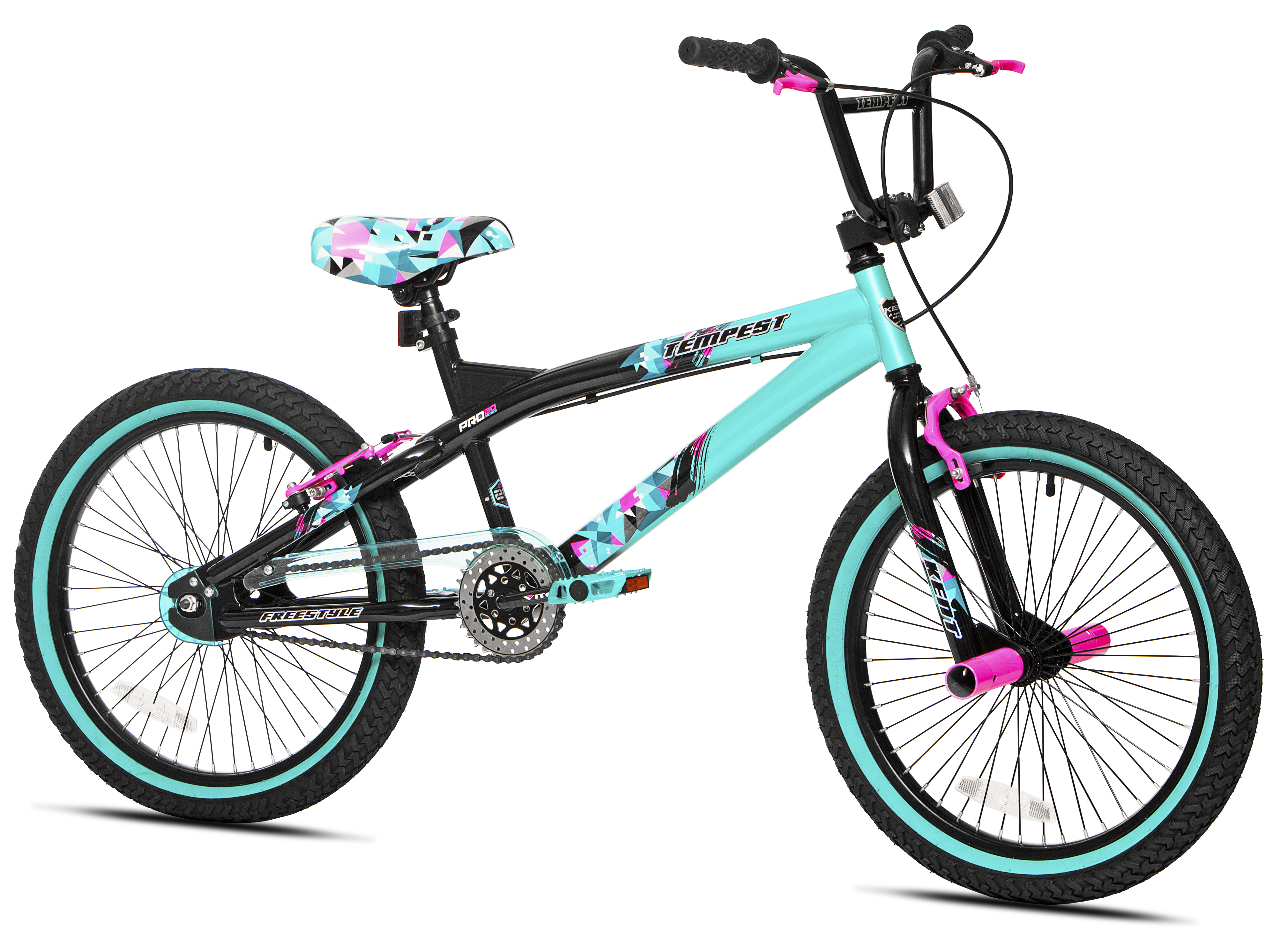 20" Kent Tempest BMX Bicycle, Fits Riders 4'2" - 5', Black/Aqua, Child, Unisex