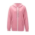 thumbnail image 3 of Fmbrln Womens Full Zip Up Hoodies Long Sleeve Solid Color Hooded Sweatshirts Fall Winter Fashion Casual Comfy Coat with Pockets Pink L, 3 of 4
