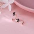 thumbnail image 3 of Solid 925 Sterling Silver Clover Flower Half Hoop Earrings for Women Teens Black Clover Hoop Earrings Huggie Shamrock Earrings, 3 of 12