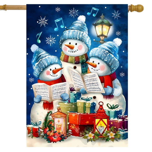 Briarwood Lane Singing Snowmen House Flag