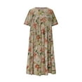 thumbnail image 4 of Women's Boho Floral Short Sleeve T Shirt Dress Summer Casual Loose Swing Tshirt Midi Dresses with Pockets, 4 of 6