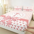 thumbnail image 3 of jejeloiu Letter T Monogrammed Twin Sheet Sets,Cute Dots Bowtie Twin Fitted Sheet,Cartoon Loves Pattern Flat Sheet For Girls,Microfiber Room Decorative,3pcs, 3 of 7