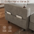 thumbnail image 4 of Modern L-Shaped Sectional Sofa with Storage Ottoman and 2 Cup Holders, Convertible 3-Seater Corduroy Couch with Side Pockets for Small Apartments, Living Room, Office, Light Gray, 4 of 5