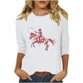 thumbnail image 2 of GaThRRgYP Long Sleeve Womens Tops,Women's New 3/4 Sleeve Western Style Printed Casual Top T-shirt White M, 2 of 4