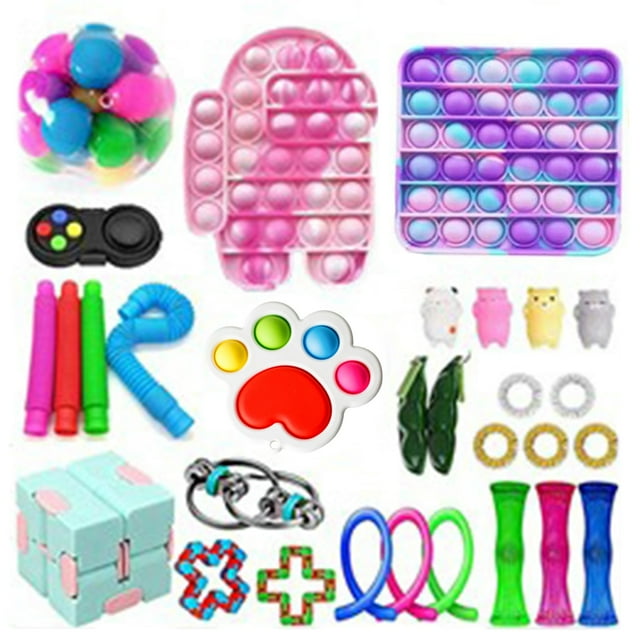 ITFABS Decompression Toy Set with Tie-dye Bubble, Infinite Cube Accessory