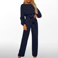 thumbnail image 2 of Kmdttou Up to 40% off! Women'S Fall/Winter Solid Color Long Sleeved Crew Round Neck Jumpsuit With Belt Jumpsuit Pans on Clearance!, 2 of 7