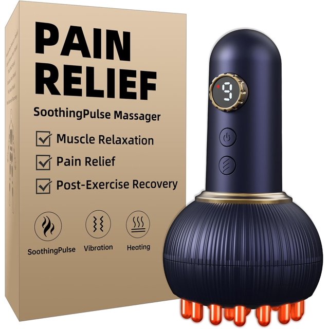 4-in-1 Handheld Body Massager with Heat, Vibration, and SoothingPulse Technology, Cordless Full Body Massager for Neck, Back, Shoulder, and Leg Relaxation